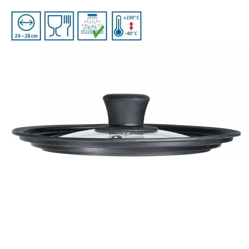Hama 111545 stiklinis dangtis su silikoniniu apvadu juodas, permatomas