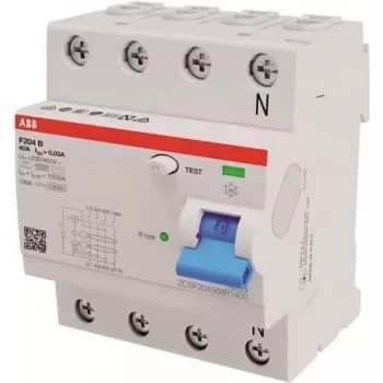 ABB Stotz S&J liekamosios srovės automatinis jungiklis Tipas B 4P 40A, 30mA, 3kA, 4TE F204B-40/0,03-4TE (2CSF204568R1400)