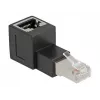DeLOCK RJ45 kištukas į RJ45 lizdą adapteris Cat.6A 90° į viršų kampu juodas