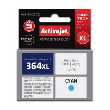 ActiveJet AH-364CCX suderinama kasetė, žydra, didelės talpos (XL), 12 ml, dažų, pakaitalas HP 364XL CB323EE