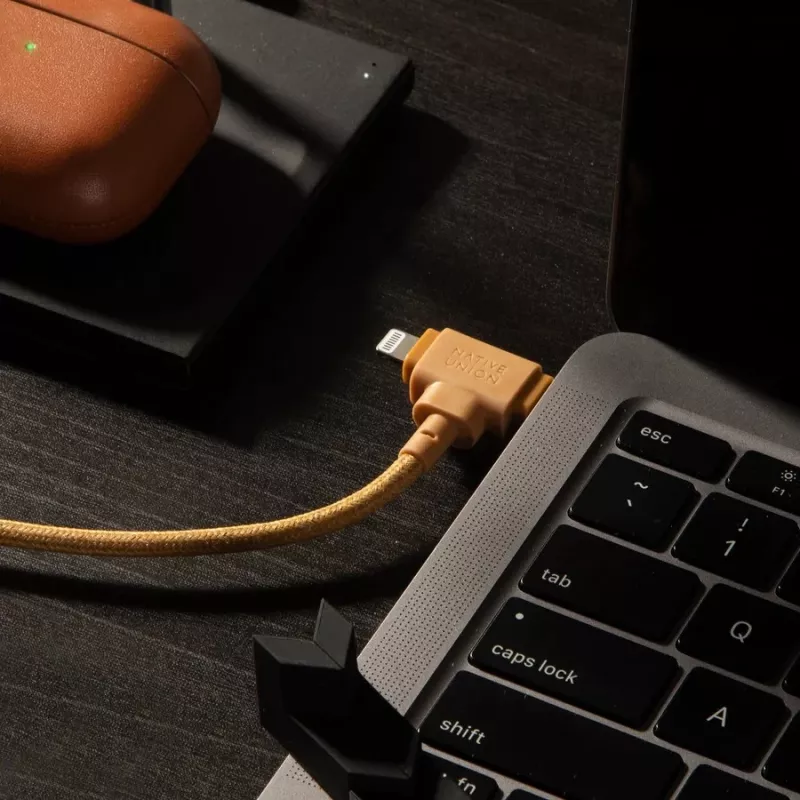 Įkrovimo ir duomenų laidas native union Belt Cable Duo Pro USB-C į USB-C ir Lightning, juodas
