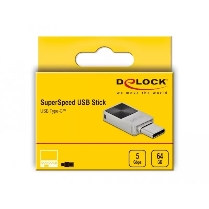 USB atmintukas DeLOCK 64 GB USB-C 3.2 Gen 1 mini metalinis korpusas