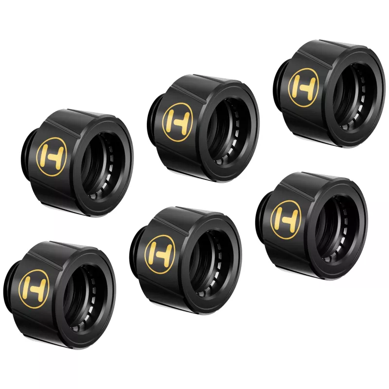 Fittingas HYTE FIT-001 kompiuterio aušinimo sistemai, žalvaris, silikonas, plienas, juodas