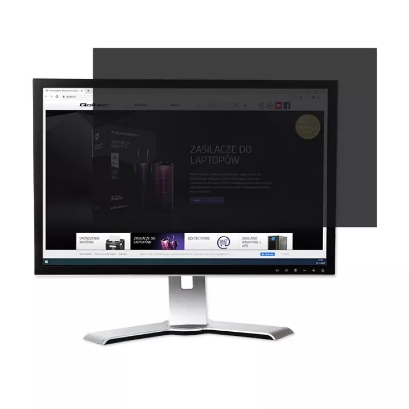 Qoltec GDPR privatumo filtras 23 colių | 16:9 | Akių apsauga | Panoraminis