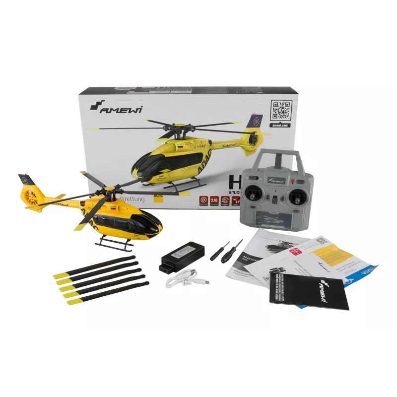 Sraigtasparnis Amewi ADAC H145 bešepetėlis 6 kanalų 6G RTF