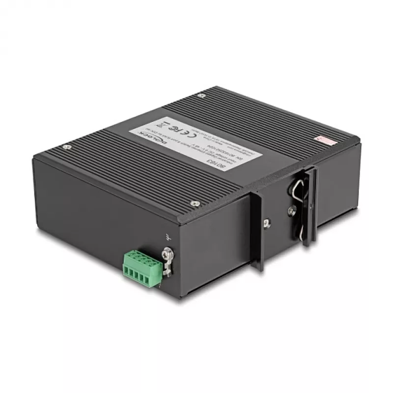 Gigabit Ethernet komutatorius DELOCK 80163, 8 prievadų RJ45 pramoninis jungiklis, nevaldomas, metalinis korpusas
