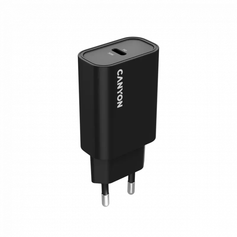 Sieninis įkroviklis CANYON OnCharge 30CL 30W PD 1xUSB-C EU kištukas Juodas