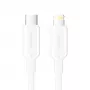 USB-C į Lightning laidas 3A 480Mbps 1m BALTA