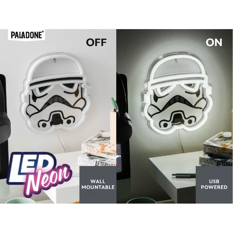 LED neoninė sieninė lempa Paladone Stormtrooper modelis PP14595SWVN, dekoratyvinis „Žvaigždžių karų“ apšvietimas