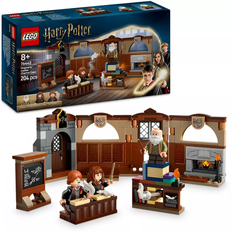 Statybinis rinkinys LEGO Harry Potter Hogvartso pilies Kerėjimo pamoka 76442 — 204 detalės, 3 minifigūrėlės, nuo 8 metų