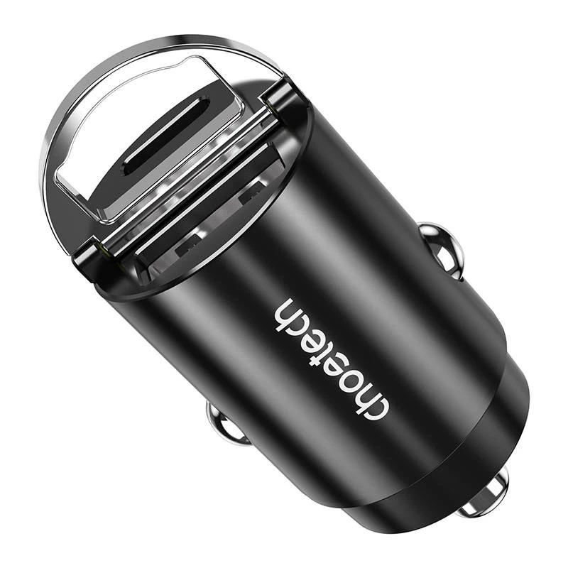 Automobilinis USB-C/USB-A įkroviklis CHOETECH TC0006 30W — palaiko QC3.0 ir PD3.0