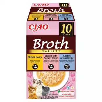 INABA Ciao Broth kačių skanėstai, vištiena, lašiša ir tunas, 10 x 40 g