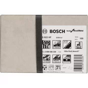 Pjūklo geležtė Bosch S 922 HF Bimetal 15 cm medžiui ir metalui