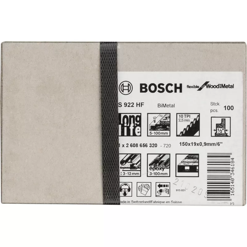 Pjūklo geležtė Bosch S 922 HF Bimetal 15 cm medžiui ir metalui