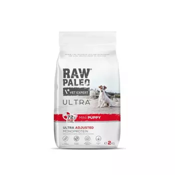 VETEXPERT RAW PALEO Ultra Mini Puppy su jautiena, sausas ėdalas mažų veislių šuniukams, 2 kg