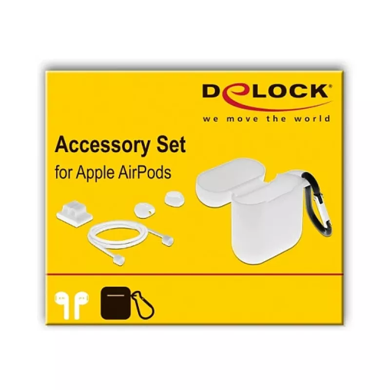 Aksesuarų rinkinys DeLOCK Apple AirPods apsaugai, baltas