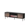 TV spintelė Cama CORTINA 180x40x60 cm juoda/riešutas su juodu elektriniu židiniu