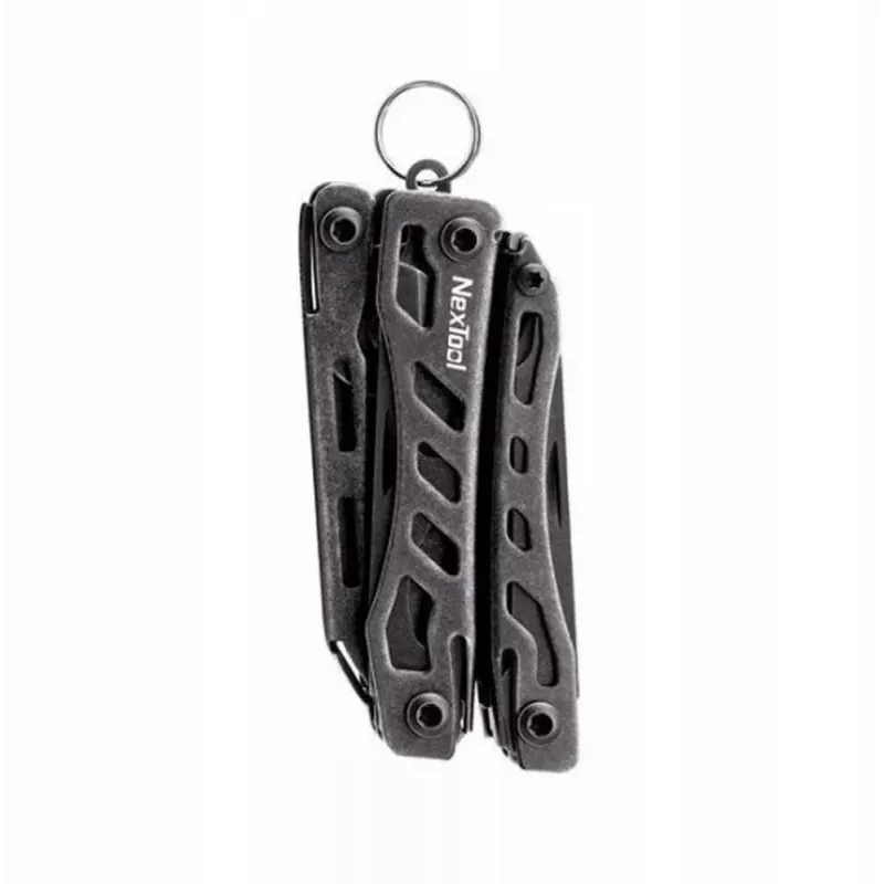 Multitoolas Nextool Mini FLAGSHIP NE20122 — 10-in-1 kompaktiškas nerūdijančio plieno daugiafunkcis įrankis, juodas, 67×27×17 mm, 83 g