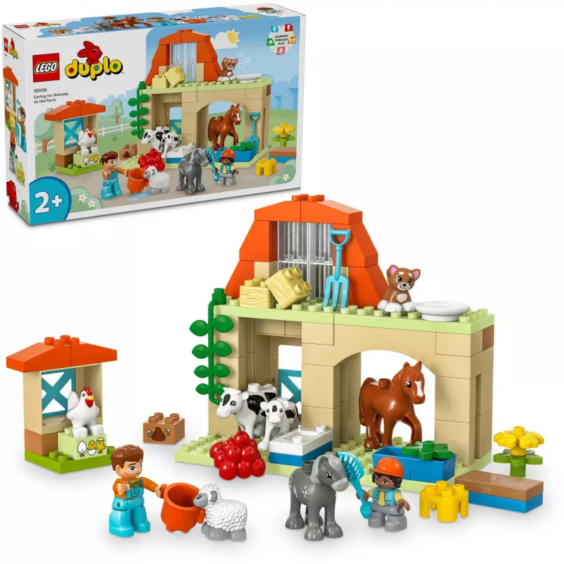 Konstruktorius LEGO DUPLO Ūkio gyvūnų priežiūros rinkinys 10416 – 74 detalės, 2 figūrėlės, nuo 2 metų