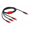 USB įkrovimo laidas DeLOCK 3 in 1 USB Type-C į 3 x USB Type-C 1 m juodas/raudonas