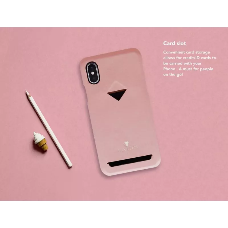 VixFox nugarinė panelė iPhone XSMAX su kortelių kišene, rožinė