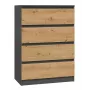 Komoda Top e Shop M4 ANTRACYT/ARTISAN – 4 stalčiai, antracito ir ąžuolo apdaila, 700×400×970 mm, medžio drožlių plokštė