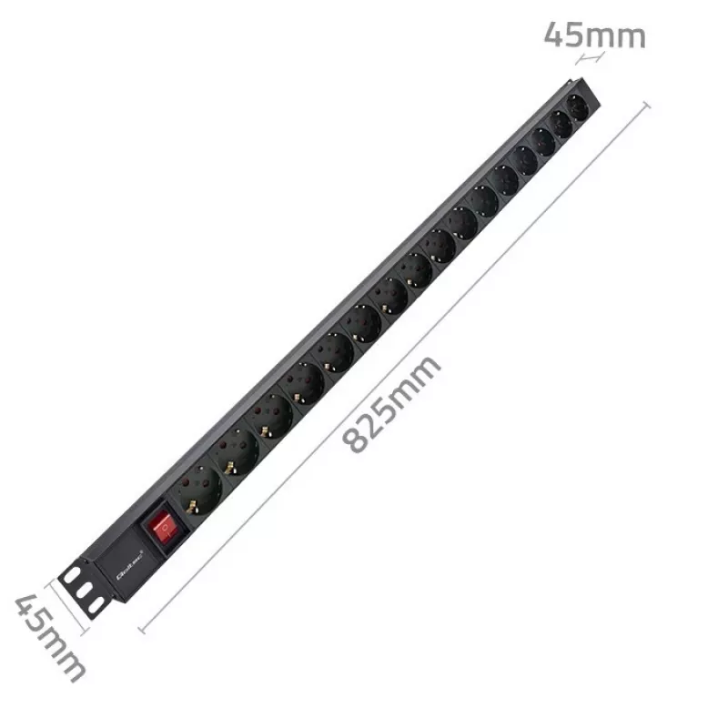 Qoltec aliumininis PDU stelažui | 16A | 16 x Schuko | Vertikalus | 1,8 m