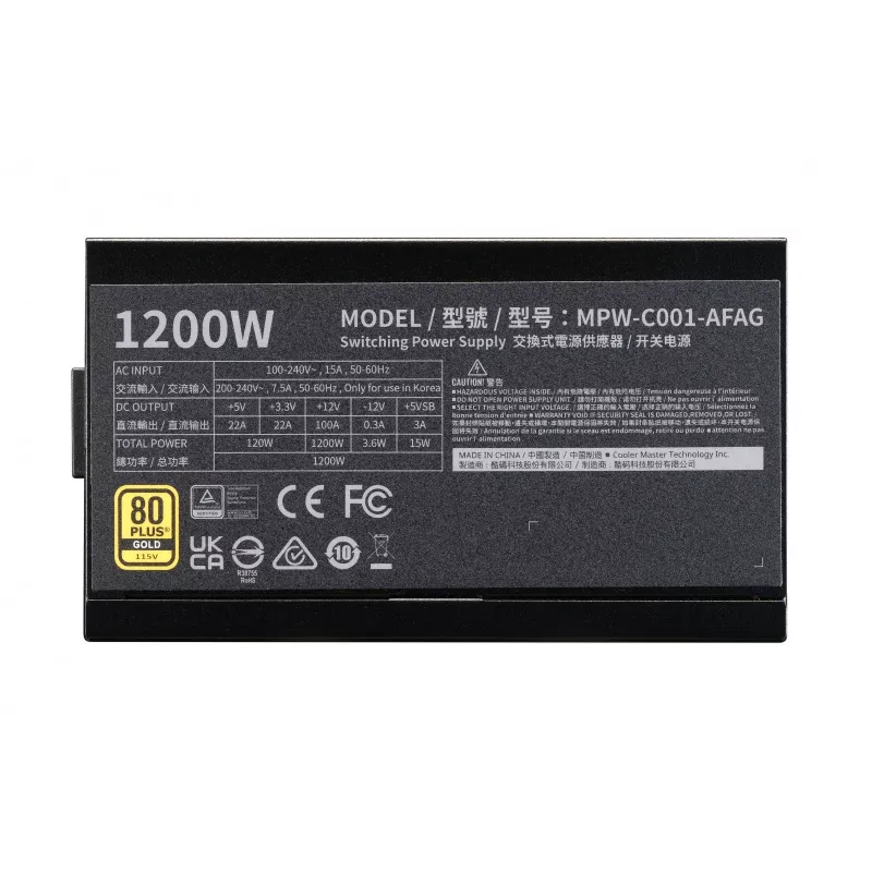 Maitinimo blokas Cooler Master Elite Gold 1200 FM A/EU laidas