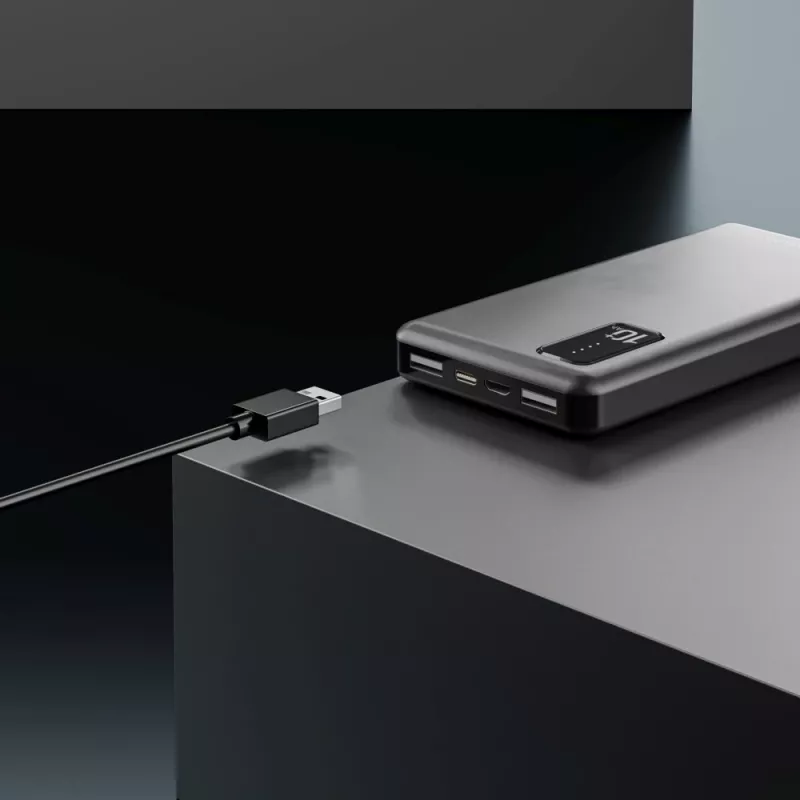 Powerbank Extralink EPB-098B 10000 mAh, LiPo, 2× USB-A + 1× USB-C, juodas