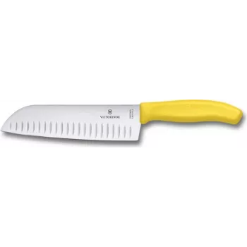 Virtuvinis peilis Victorinox Swiss Classic Santokumesser 17 cm geltonas