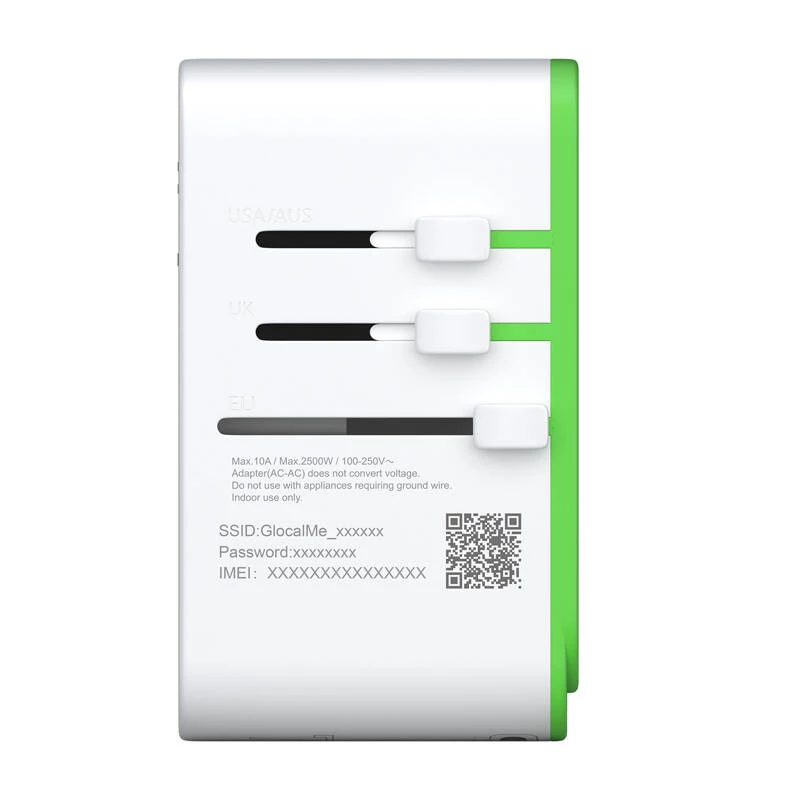 Maitinimo adapteris GlocalMe Roamplug 4G LTE Wi‑Fi Cloud SIM – baltas