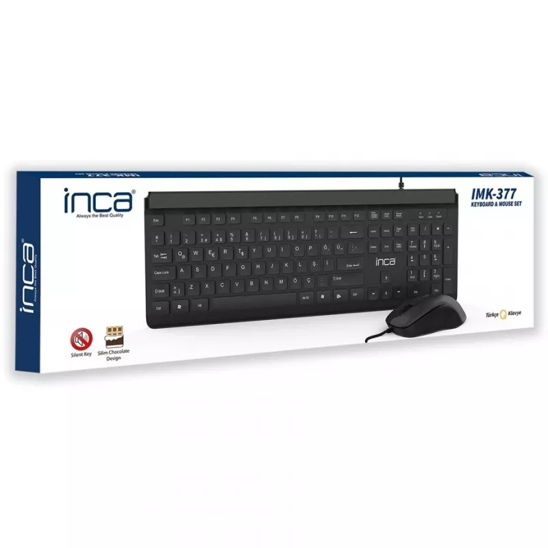 Inca IMK-377 klaviatūra su pele, biuro USB, turkiškas išdėstymas, juoda