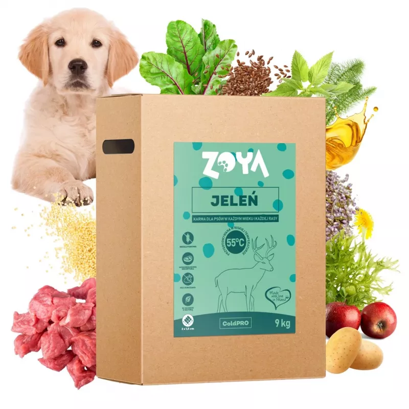 Sausas šunų ėdalas ZOYA ColdPRO Deer 9 kg – suaugusių priežiūrai, vieno baltymo elniena, 26% baltymų, 9,5% riebalų