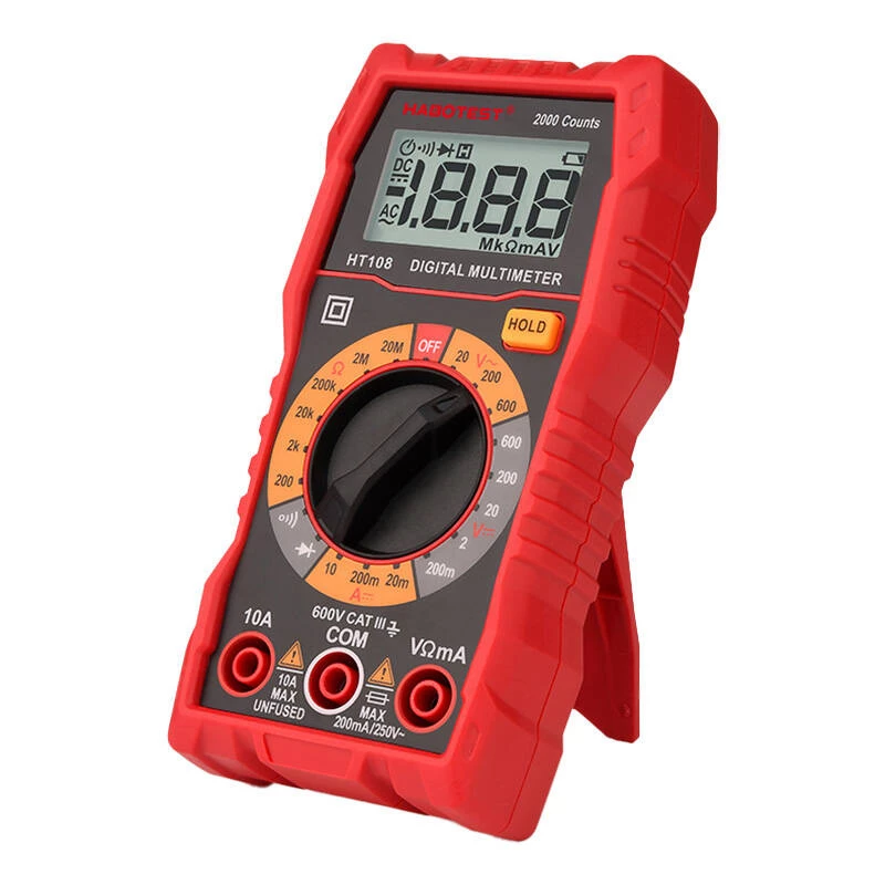 Multimetras Habotest HT108L – nuolatinė įtampa iki 600V, kintamoji iki 600V, 10A diapazonas