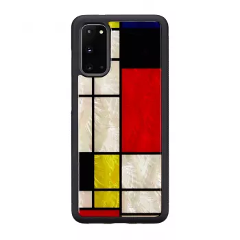 Apsauginis dėklas iKins Samsung Galaxy S20, juodas Mondrian dizainas