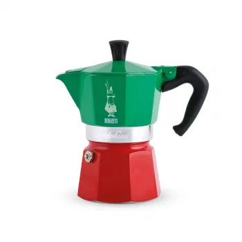 Kavos virimo indas Bialetti La Mokina 0005650 – aliuminė mokos kavos viryklė (Žalia/Raudona/Sidabrinė)