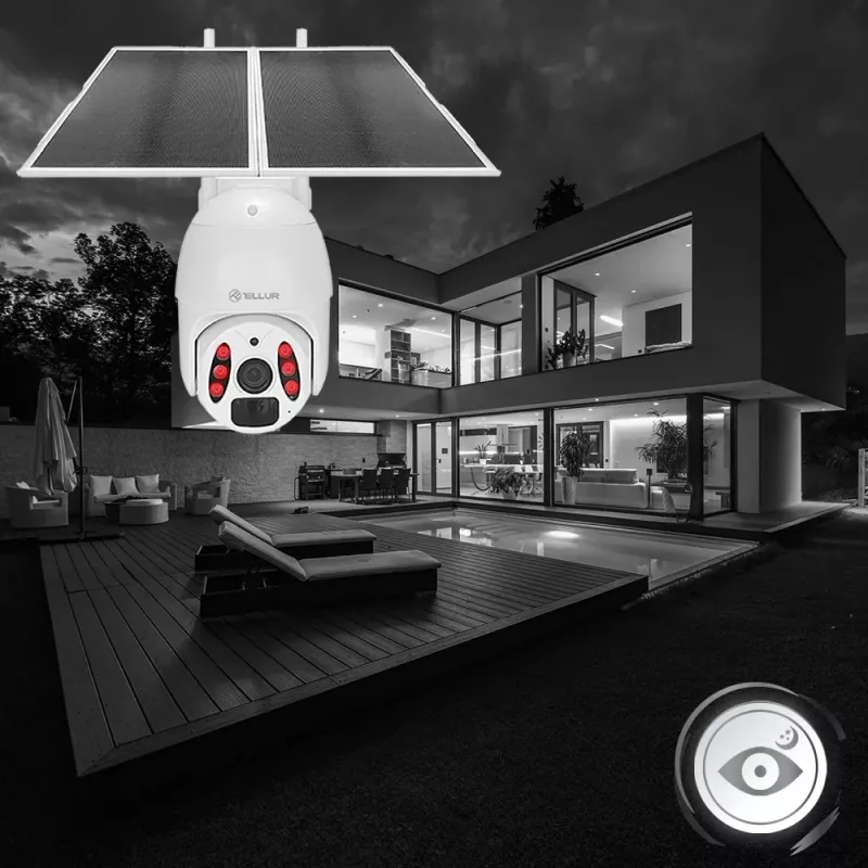 Tellur Smart WiFi Solar Camera P&T 3MP 2K UltraHD – belaidė saulės energijos stebėjimo kamera