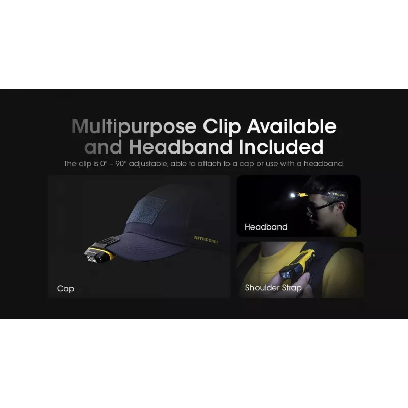 Nitecore NU11 Antgalvinis žibintuvėlis — 150 lm, IPX5, įkraunamas per USB, 41 g, geltona/juoda