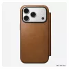 Dėklas folio Nomad Modern Leather Folio, skirtas iPhone 17 Pro, oda + aliuminis, 6,3 colio (16 cm), Tan, 3 kortelių kišenės