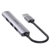 USB šakotuvas Unitek H1208A — 4 prievadai (1 × USB 3.2 Gen 1 Type-A, 3 × USB 2.0), aliumininis korpusas, pilka, 0,20 m laidas