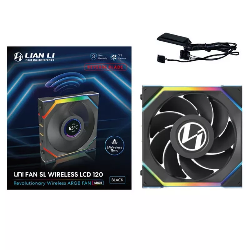 Ventiliatorius Lian Li UNI FAN SL Wireless LCD 120 12 cm juodas 31 dB 51,45 cfm
