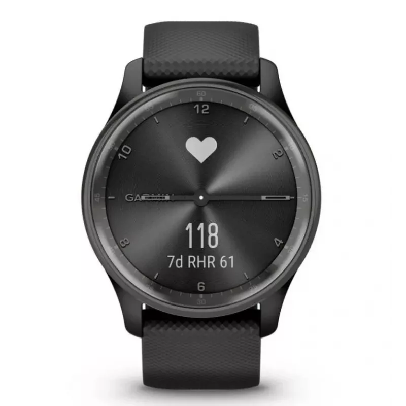 Garmin vivomove Trend 40 mm hibridinis laikrodis su LCD jutikliniu ekranu 254 x 346 pikseliai, juodas, GPS