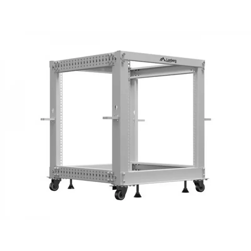 Atviras stovas LANBERG 19 inch 12U, reguliuojamas gylis 600–1100 mm, pilkas