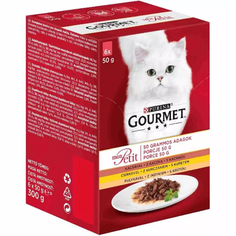 GOURMET Mon Petit Paukštienos mišinys - šlapias kačių ėdalas - 6 x 50 g