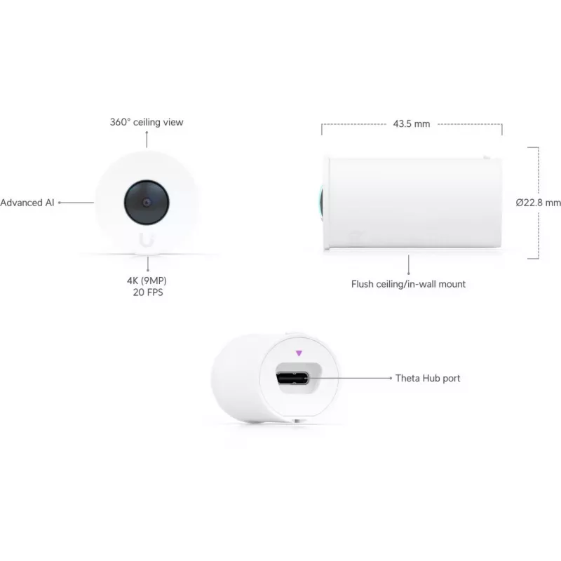 Ubiquiti UniFi AI Theta 360 objektyvas • 4K • 360° • UVC-AI-Theta-Lens-360