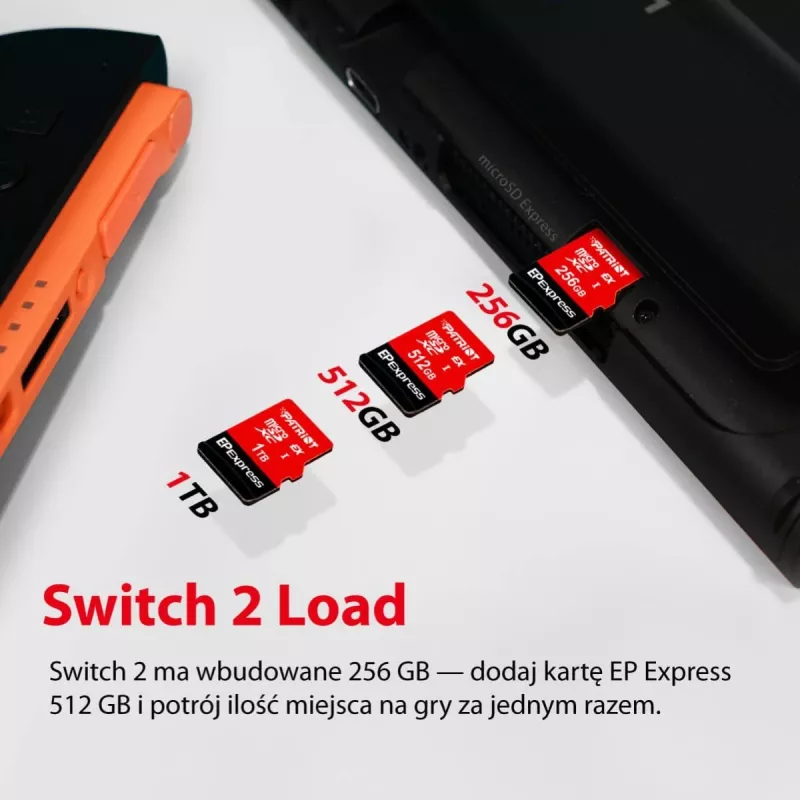PATRIOT PEF512GEPEXMCX MicroSDXC atminties kortelė 512 GB UHS-I U3 V30 Class 10, skaitymas 800 MB/s, rašymas 600 MB/s, rašymo apsaugos jungiklis