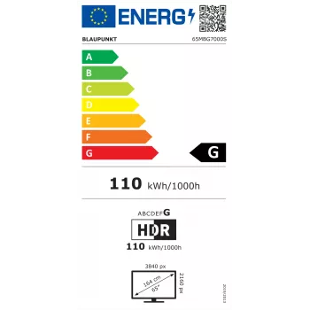 Televizorius BLAUPUNKT 65MBG7000S 65 colių Mini LED Smart TV Google TV Juodas, Energijos klasė G