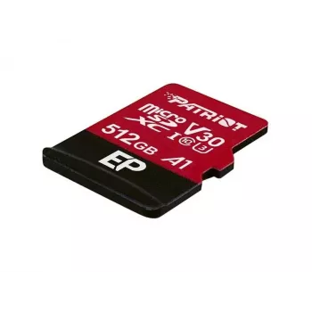 MicroSDXC atminties kortelė PATRIOT 512GB UHS-I U3 V30 Class 10, 90 MB/s skaitymas, su adapteriu