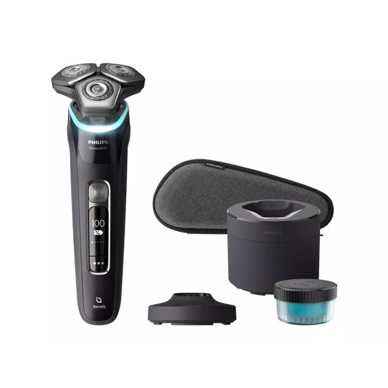 Philips SHAVER Series 9000 S9976/55 vyriškas skustuvas su rotaciniu skustuvu ir trimeriu, juodos spalvos