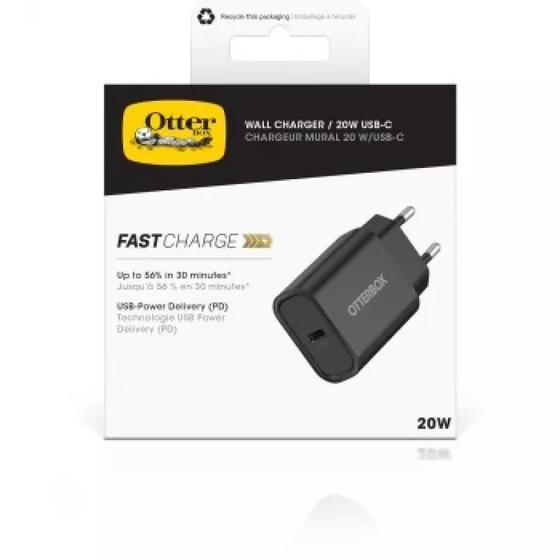 Sieninis įkroviklis OTTERBOX 20W USB-C su USB Power Delivery, juodas (78-81338)